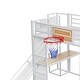 preview thumbnail 8 of 6, Full Size Metal Loft bed w/Built-in Desk,Open Wardrobe,Basketball Hoop