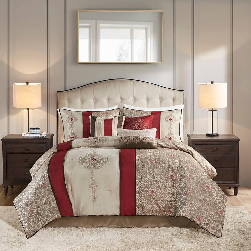 GDF Studio - 7-Piece Jacquard Comforter Set with Decorative Pillows