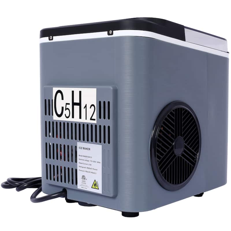 Anmytek Compact Countertop Ice Maker Fast Portable Small Kitchen Bar Appliance Gray Black See Through Lid