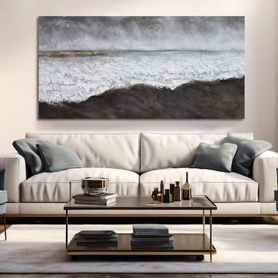 Black Abstract Wall Art White Painting Contemporary