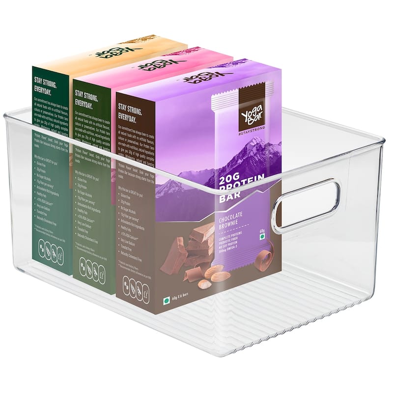 Sorbus Clear Plastic Organizer Storage Bin Containers for Pantry Food & Kitchen Fridge (4-Pack)