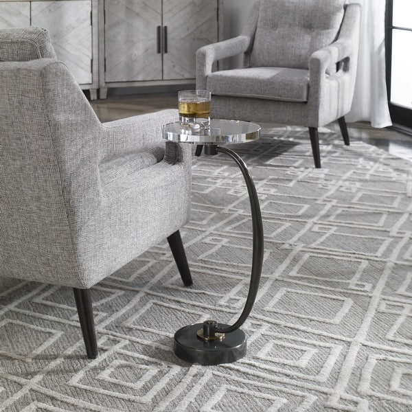 slide 2 of 11, Uttermost Waveney 12" Wide Modern Sophisticated Crystal Top Side Drink Crystal / Dark Bronze