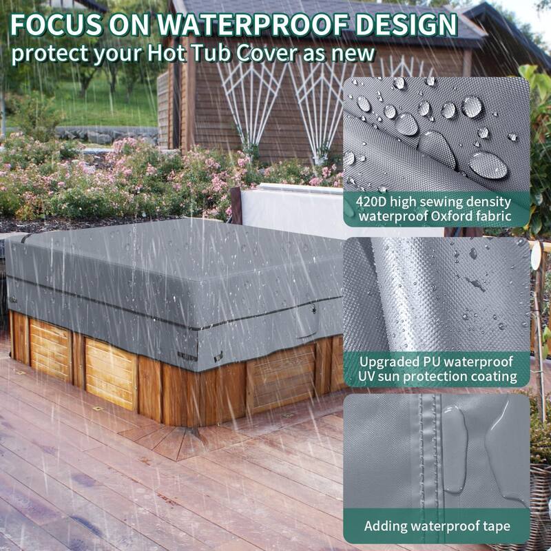 Square Hot Tub Cover SPA Covers for Hot Tub, Grey - 85"Wx85"Lx20"H