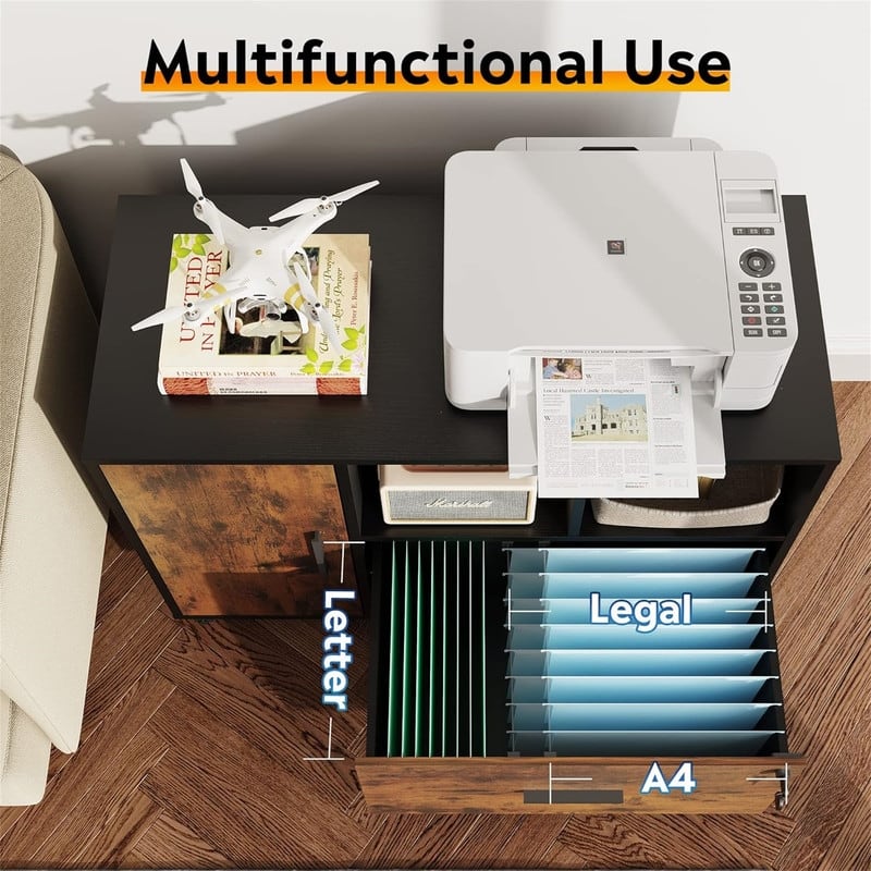 1-Drawer Wood Lateral Filing Cabinet - 15.8"D x 36.6"W x 25"H