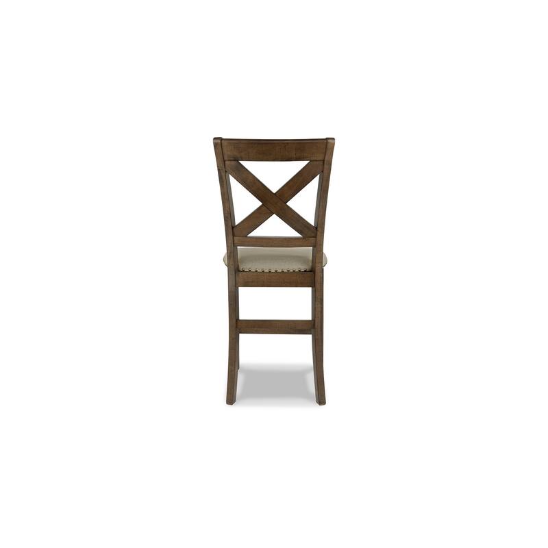 Chip Counter Height Chair Set of 2, Distress Nutmeg Wood, Polyester