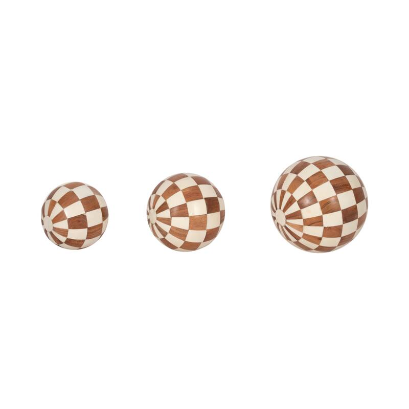 Sagebrook Home 4/5/6" Checkered Orbs, Round (Set of 3) - 6" x 6" x 6"