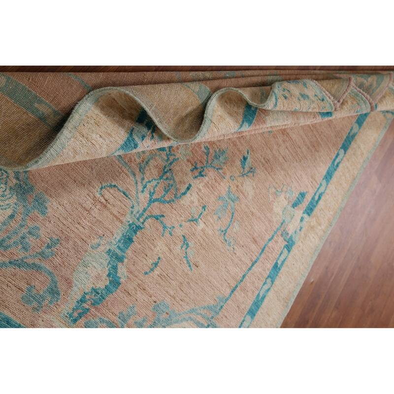 Vegetable Dye Oushak Oriental Area Rug Hand-knotted Wool Carpet - 4'11"x 6'11"