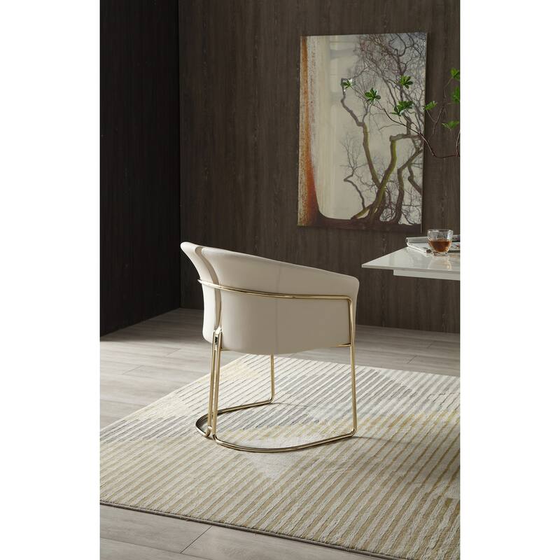 Modrest Renfew Modern Beige Vegan Leather & Champagne Gold Dining Chair