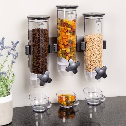 Grey Plastic and Steel Wall Mounted Dry Food Dispenser