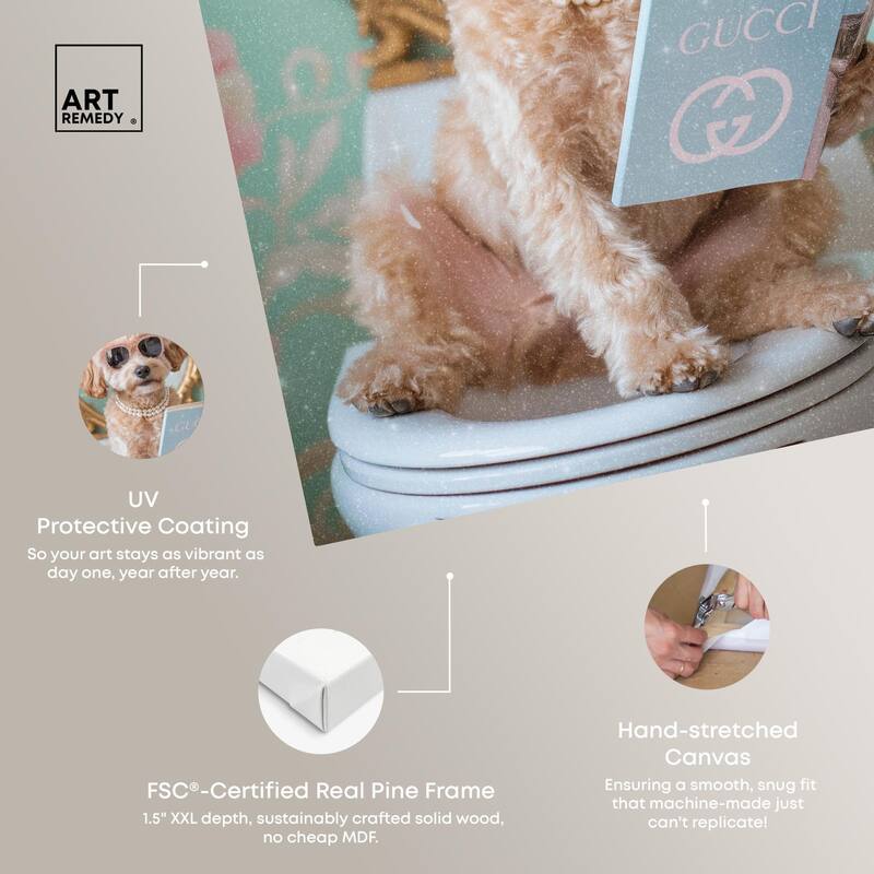 Goldendoodle Toilet Time Canvas by Art Remedy, Gallery Wrapped