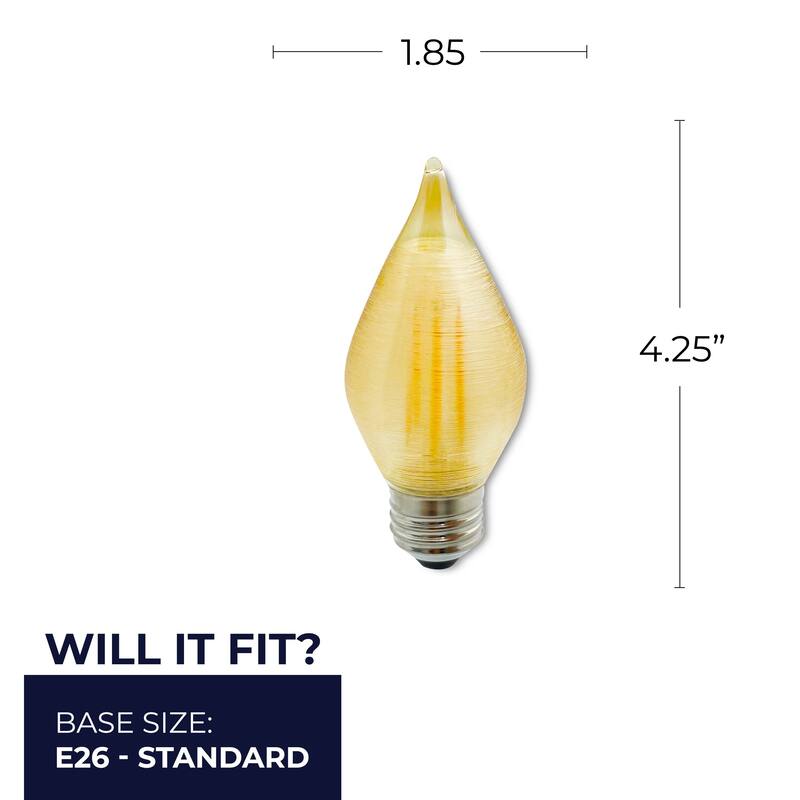 Bulbrite Spunlite Pack of (4) 4 Watt Dimmable C15 LED Filament Light Bulb with Amber Glass Finish and Medium (E26) Base