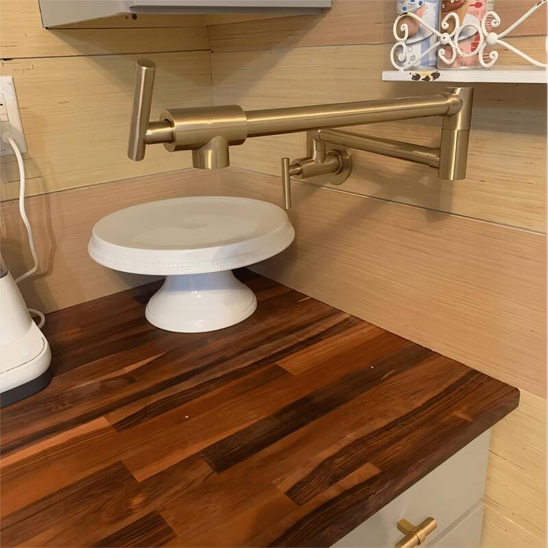 Wall Mount Pot Filler Faucets Folding Stretchable Kitchen Sink Faucet with Joint Swing Arms Kitchen Faucet with 2 Handles