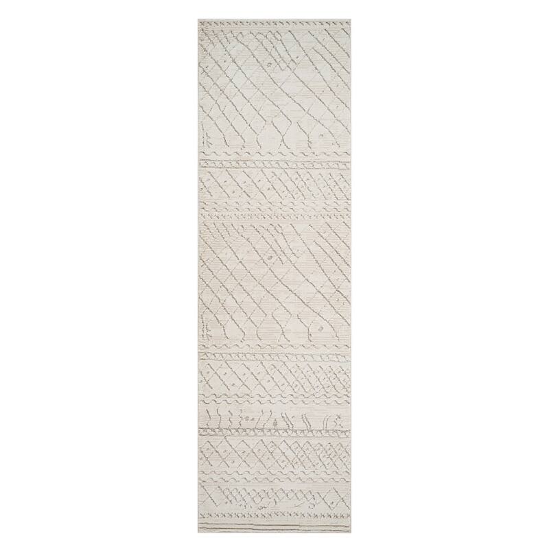 Distressed Abstract Modern Stain Resistant Durable Area Rug - 2' X 8'