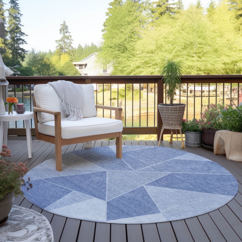 Machine Washable Indoor/ Outdoor Chantille Modern Mosaic Rug