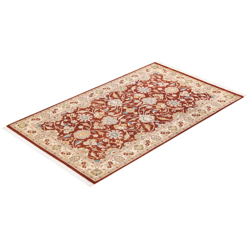 Overton Hand Knotted Wool Vintage Inspired Traditional Mogul Orange Area Rug - 3 x 5