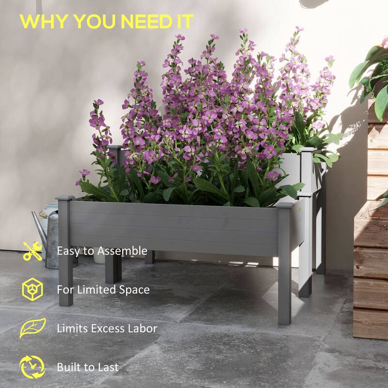2-Tier Indoor/Outdoor Raised Garden Planter with Self-Draining Design