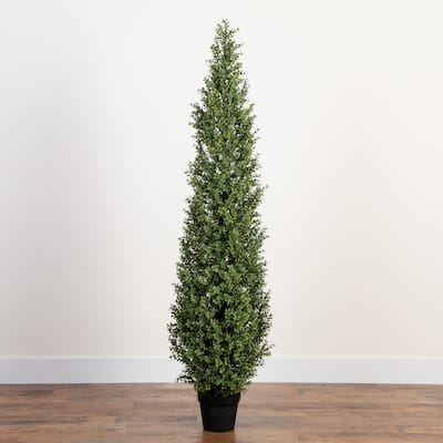 Boxwood Topiary Outdoor Artificial Potted Tree - 6'