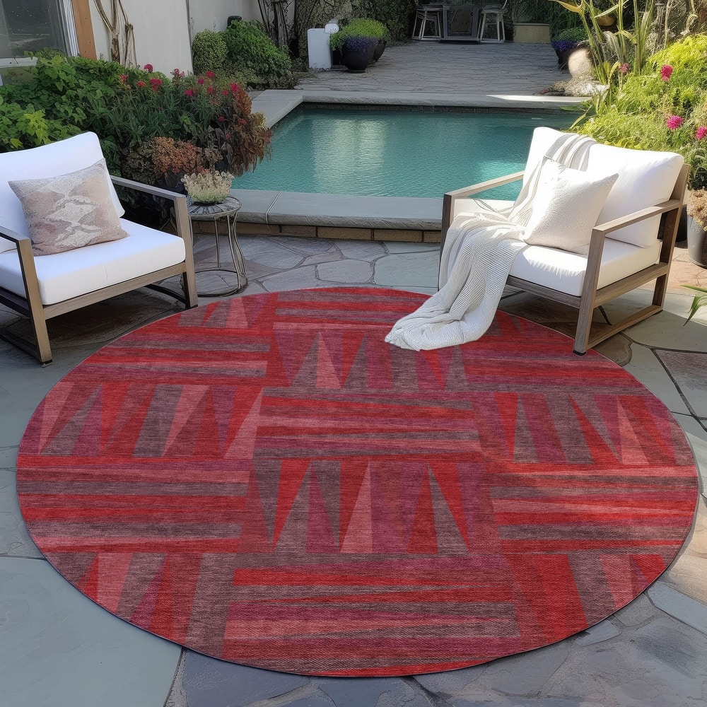 Machine Washable Indoor/ Outdoor Contemporary Mosaic Chantille Rug
