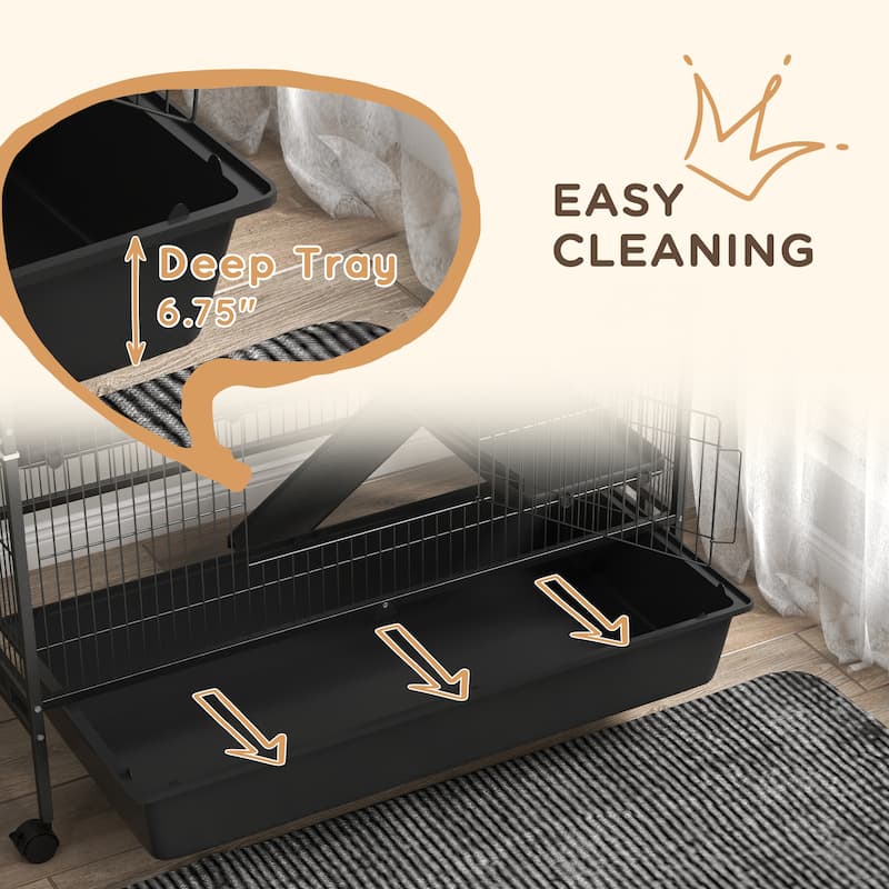 Charcoal Grey Small Animal Cage with Steel Frame, 5 Tiers and Ramps - 41" L x 20.75" W x 53.5" H