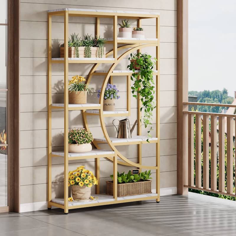 Bookshelf Industrial 5 Tier Etagere Bookcase, Freestanding Tall Bookshelves