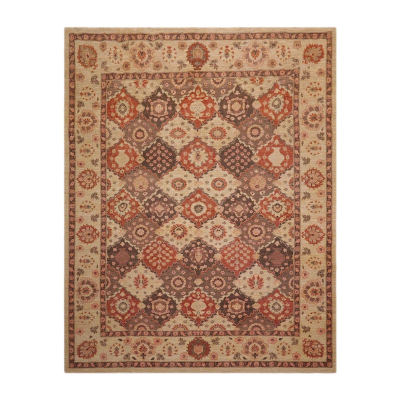 Hand Knotted Peshawar Tan Persian Wool Traditional Oriental Area Rug - 8' 1'' x 10' 2''