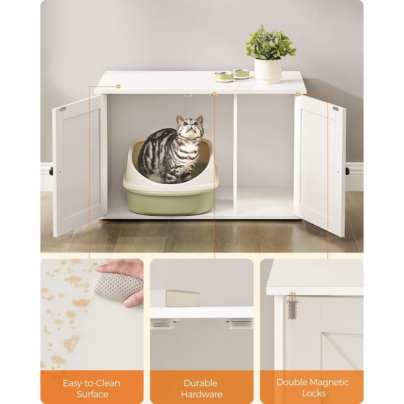 Wooden Hidden Cat Litter Box Enclosure with Removable Divider Perfect for Indoor Pet