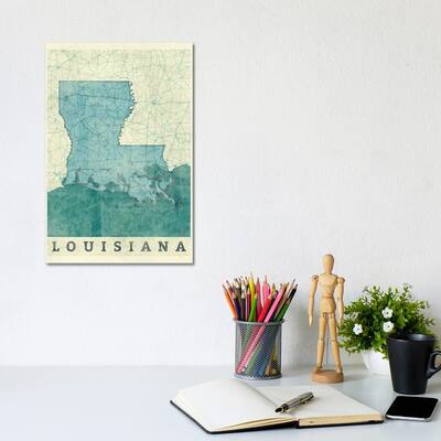 iCanvas "Louisiana Map" by Hubert Roguski Canvas Print
