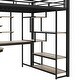 preview thumbnail 17 of 15, Full Size Metal Loft Bed with Storage Staircase and Small Wardrobe