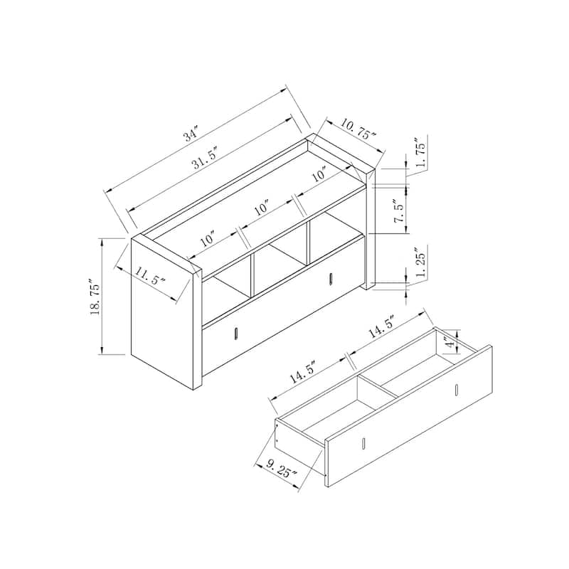 Modern Style Shoe Bench With Three shelves
