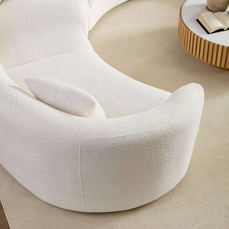 Curved Cloud Sofa, Upholstered Comfy Sofa with Pillows for Living Room