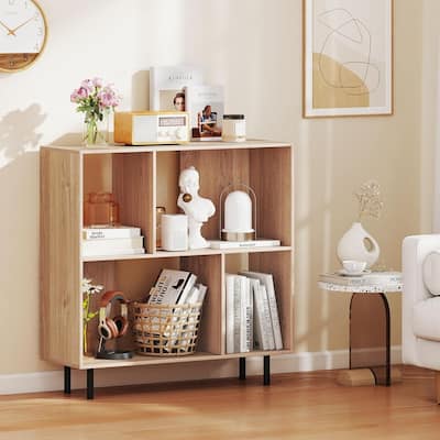 4 Cube Storage Organizer 2 Tier Bookcase w/ Metal Legs