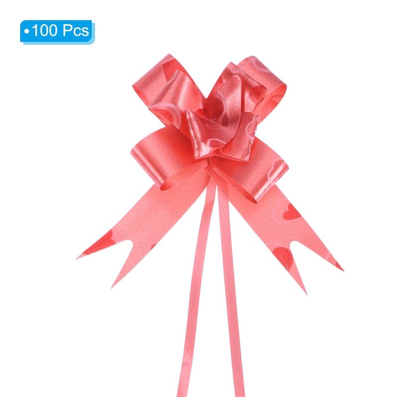 100Pcs 3.3inch Pull Bows Ribbon Gift Wrapping Pull Bow Heart Pattern