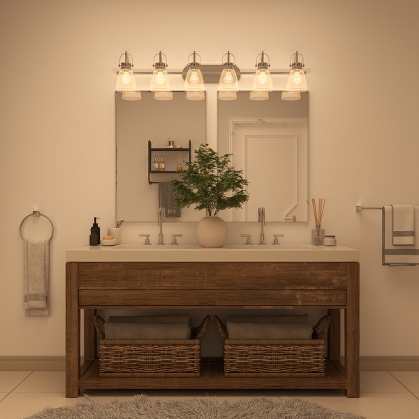 Acroma 6-light Modern Industrial Nickel Bathroom Vanity Lights