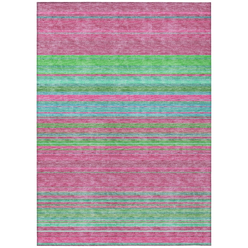 Machine Washable Indoor/ Outdoor Ombre Stripes Chantille Rug