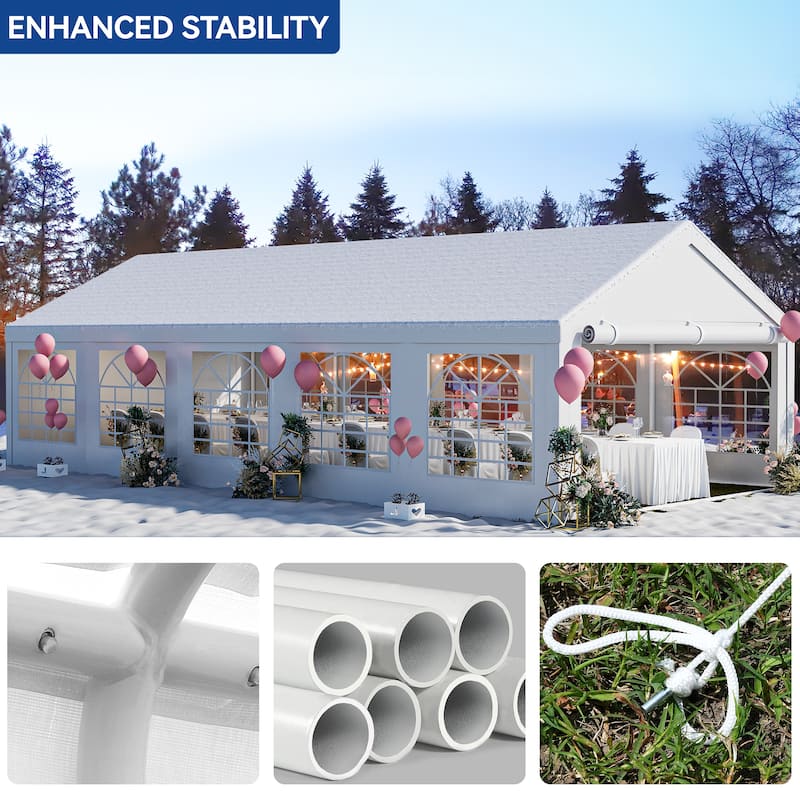 16x32/13x26 Ft Outdoor Upgraded Galvanized Canopy White Party Tent Shelters
