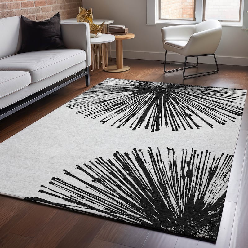 Premium Washable Super Soft Abstract Blast Mayfield Rug - Black - 9' x 12' - Rectangle