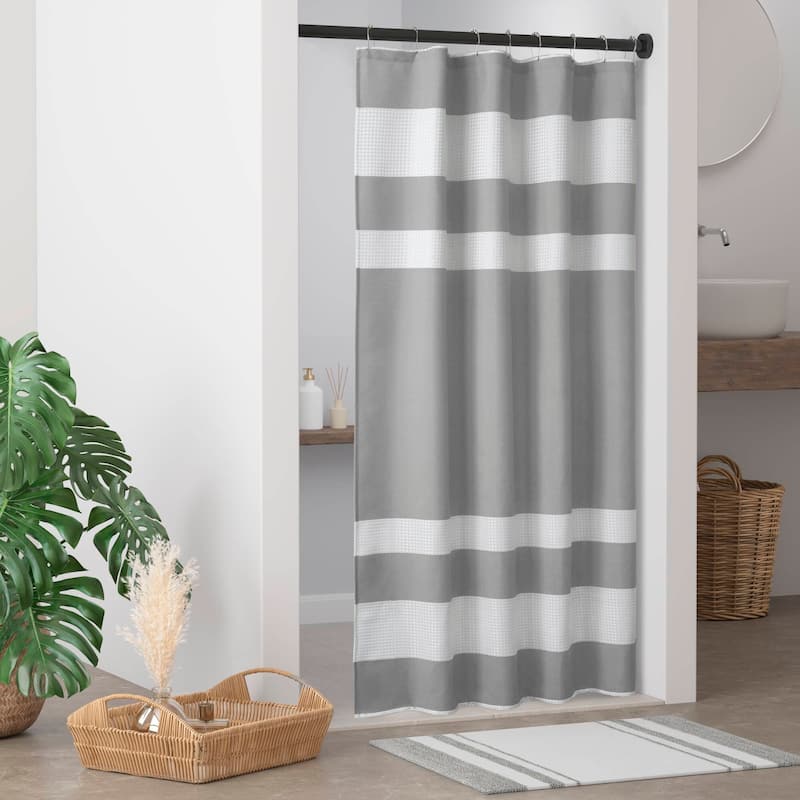 Madison Park Spa Waffle Shower Curtain with 3M Treatment