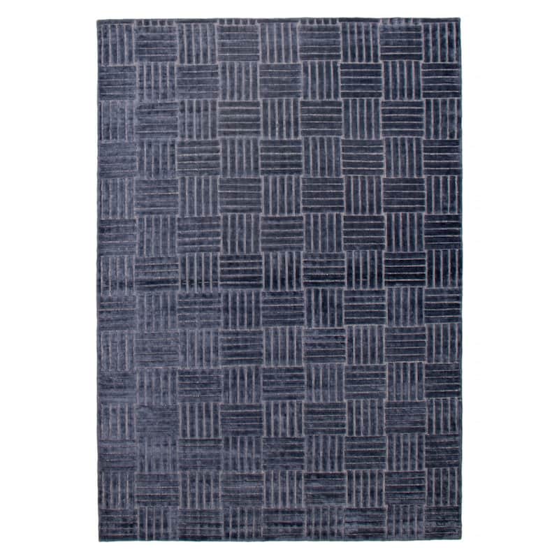 ECARPETGALLERY Hand Loomed Kashkuli Gabbeh Navy Viscose Rug - 5'7 x 7'10 - Navy - 5'7 x 7'10