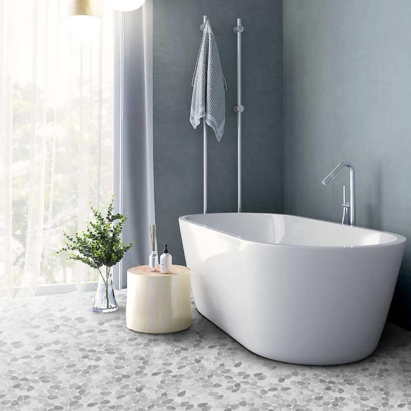 Huron Rock 12x12 Matte Glass Pebble Mosaic Tile - Floor, Wall, Backsplash