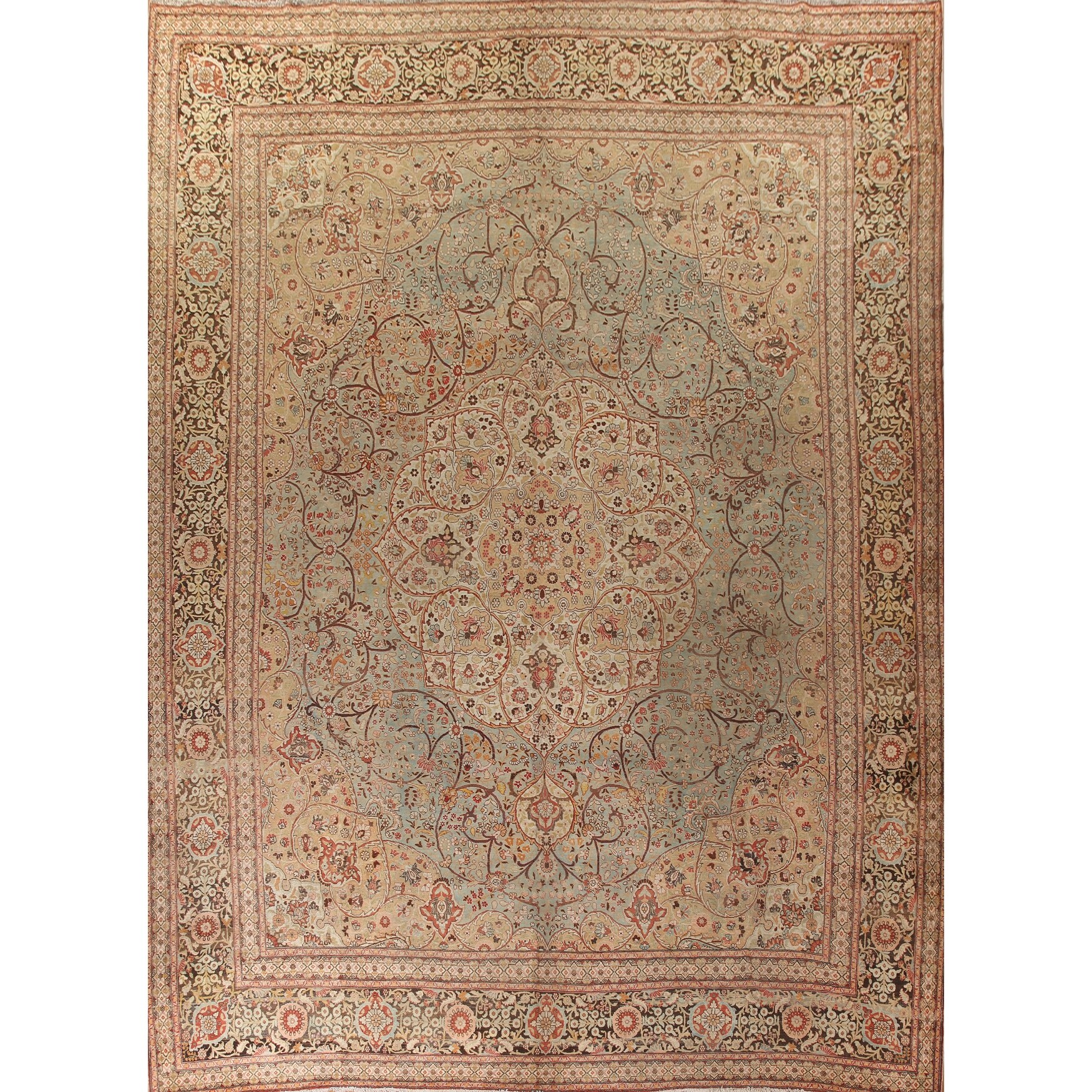 Pre-1900 Antique Tabriz Haj Jalili Persian Rug Handmade Wool Carpet - 14'5" x 17'2"