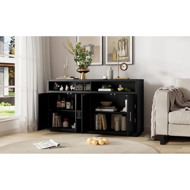 Sideboard with Open Storage and Adjustable Shelves