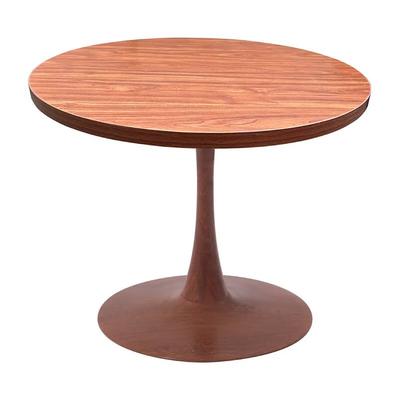 Bristol Round Dining Table 36 in. Wide MDF Tabletop in Cherry Steel Pedestal Base for Modern Kitchen and Dining Room - Cognac Brown