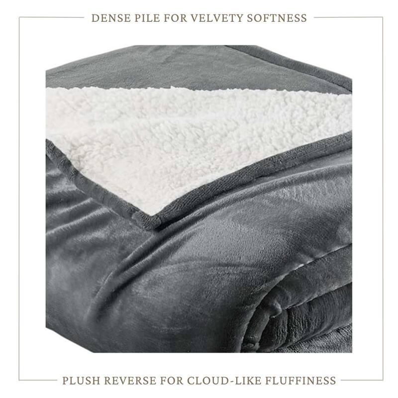 Linery & Co. Velvet Plush Reversible Sherpa Bed Blanket