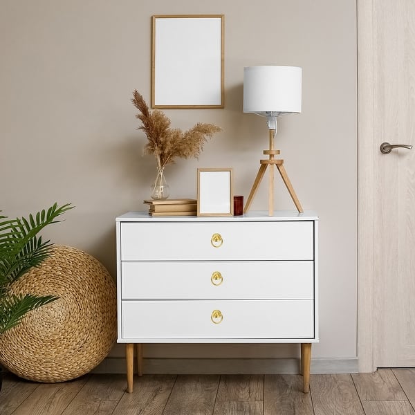 knobs for dresser MARSTREE Vintage Style Round Drawer Cabinet Cupboard Wardrobe Pull Handles Door Knobs DIY with Screws, Pack of 6, Golden Antique Brass This piece includes six roomy storage drawers with gorgeous metal knobs Drawer Ring Pull Handles, Ring