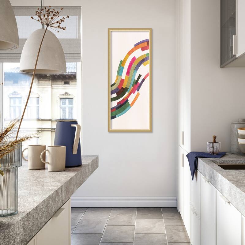 Amanti Art Framed Fabric Pinboard Rainbow Brick Road II by Grace Popp Printed Bulletin Board - Board Size 16 x 40