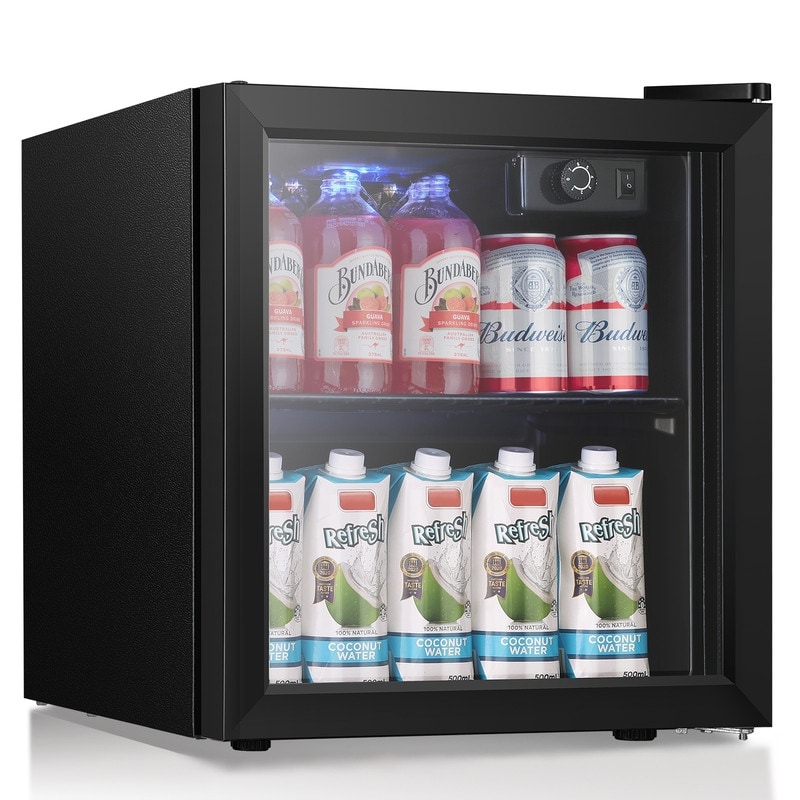 1.3cu.ft Beverage Refrigerator Cooler 48 Can 12 Bottle Mini Fridge Glass Door Knob Control