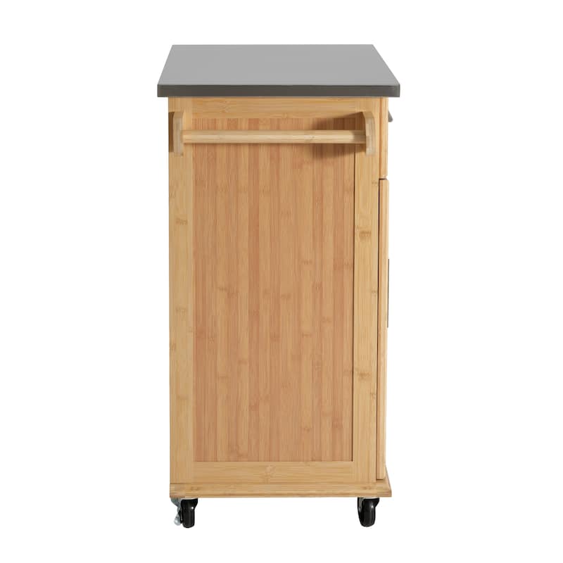 Christopher Knight Home - 29"W Bamboo Outdoor Kitchen Cart with Stainless Steel Top