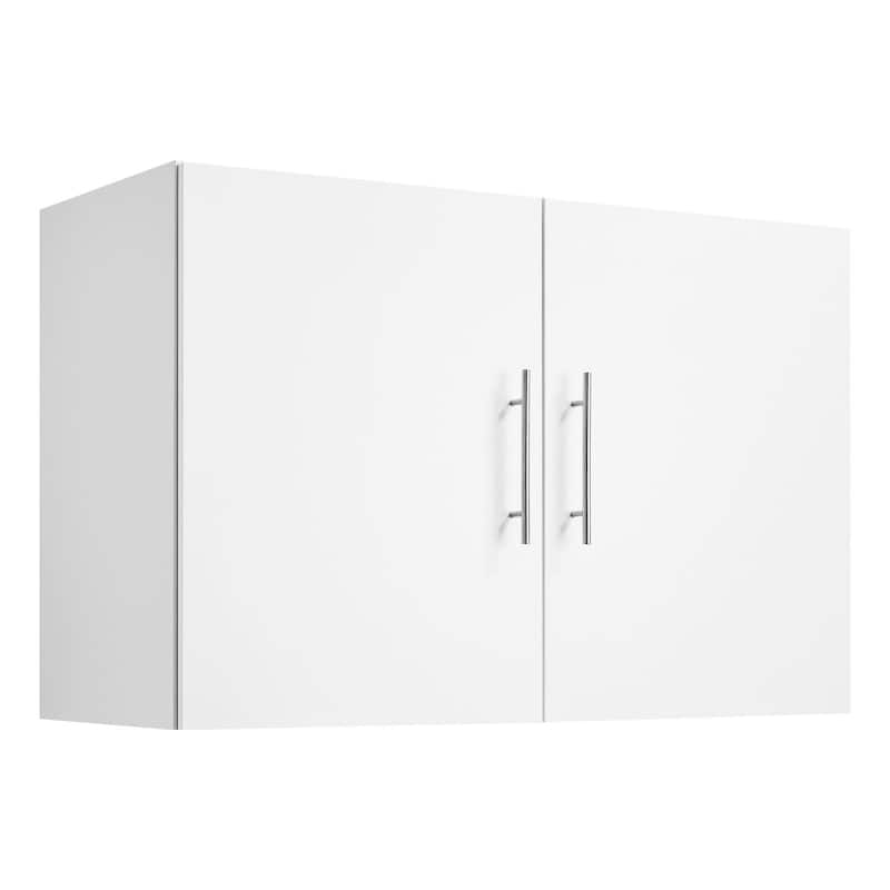 White Wall Cabinet with Adjustable Shelves and 2-Door Laundry Room Storage for Bathroom or Kitchen - 16" x 36" x 24"