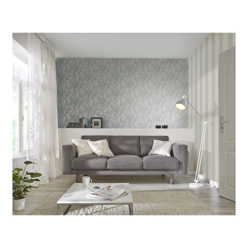 Rasch Wiwen Grey Tree Wallpaper - 20.5 x 396 x 0.025