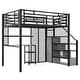 preview thumbnail 12 of 30, Full Size Metal Loft Bed with Wardrobe, Desk, Storage Shelves